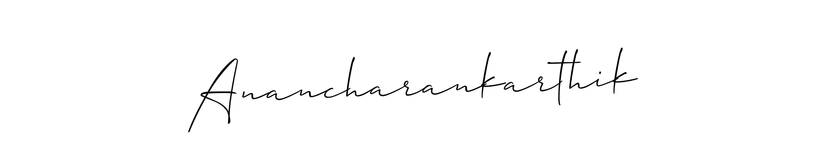 The best way (Allison_Script) to make a short signature is to pick only two or three words in your name. The name Anancharankarthik include a total of six letters. For converting this name. Anancharankarthik signature style 2 images and pictures png