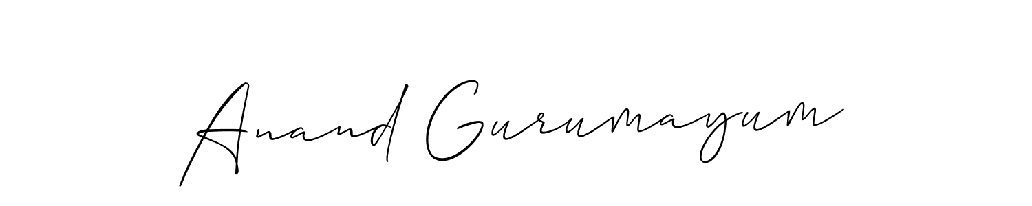 How to make Anand Gurumayum name signature. Use Allison_Script style for creating short signs online. This is the latest handwritten sign. Anand Gurumayum signature style 2 images and pictures png