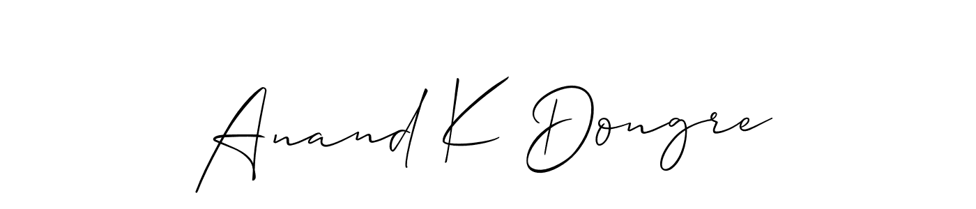 How to make Anand K Dongre name signature. Use Allison_Script style for creating short signs online. This is the latest handwritten sign. Anand K Dongre signature style 2 images and pictures png