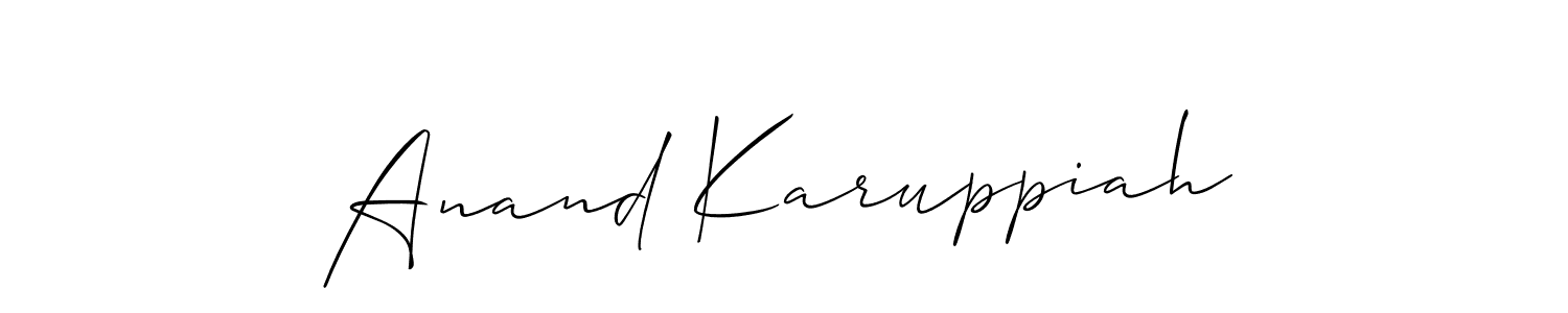 You should practise on your own different ways (Allison_Script) to write your name (Anand Karuppiah) in signature. don't let someone else do it for you. Anand Karuppiah signature style 2 images and pictures png