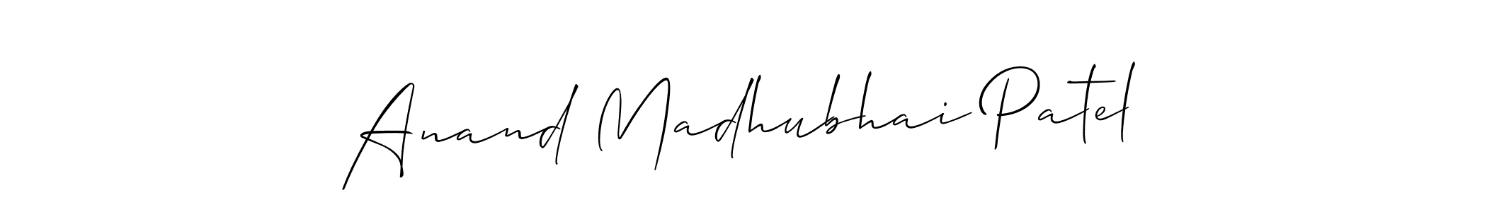 The best way (Allison_Script) to make a short signature is to pick only two or three words in your name. The name Anand Madhubhai Patel include a total of six letters. For converting this name. Anand Madhubhai Patel signature style 2 images and pictures png