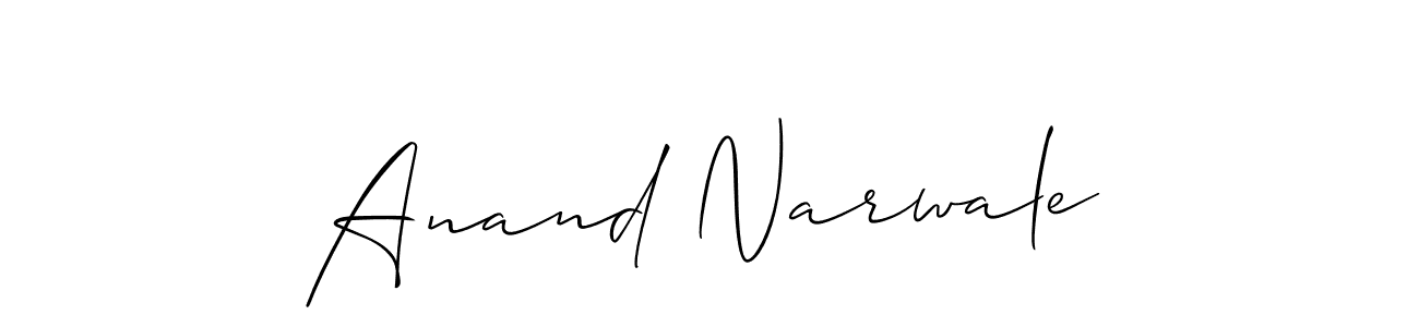 Make a short Anand Narwale signature style. Manage your documents anywhere anytime using Allison_Script. Create and add eSignatures, submit forms, share and send files easily. Anand Narwale signature style 2 images and pictures png