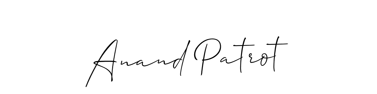 Allison_Script is a professional signature style that is perfect for those who want to add a touch of class to their signature. It is also a great choice for those who want to make their signature more unique. Get Anand Patrot name to fancy signature for free. Anand Patrot signature style 2 images and pictures png