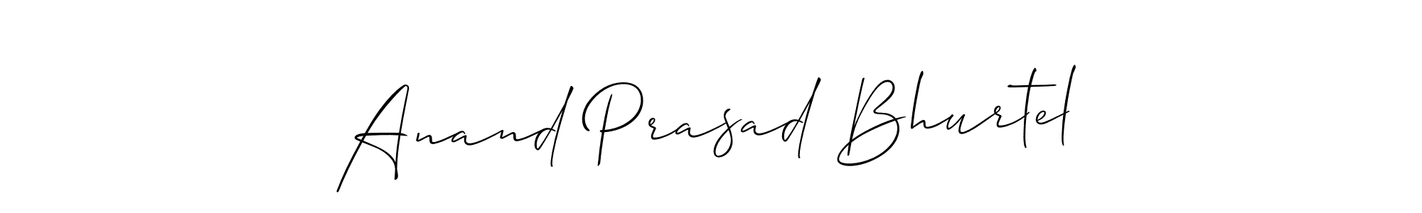 This is the best signature style for the Anand Prasad Bhurtel name. Also you like these signature font (Allison_Script). Mix name signature. Anand Prasad Bhurtel signature style 2 images and pictures png