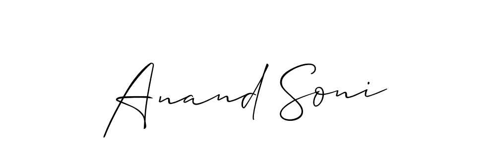 Make a beautiful signature design for name Anand Soni. With this signature (Allison_Script) style, you can create a handwritten signature for free. Anand Soni signature style 2 images and pictures png