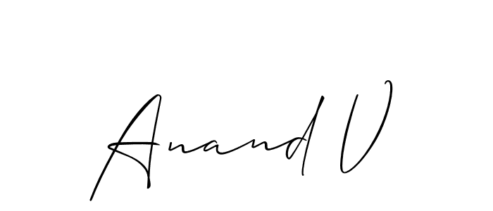 How to make Anand V name signature. Use Allison_Script style for creating short signs online. This is the latest handwritten sign. Anand V signature style 2 images and pictures png
