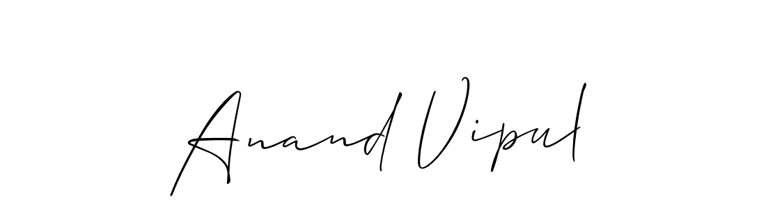 The best way (Allison_Script) to make a short signature is to pick only two or three words in your name. The name Anand Vipul include a total of six letters. For converting this name. Anand Vipul signature style 2 images and pictures png