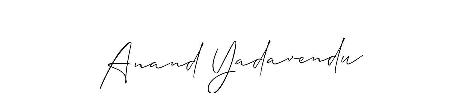 How to make Anand Yadavendu name signature. Use Allison_Script style for creating short signs online. This is the latest handwritten sign. Anand Yadavendu signature style 2 images and pictures png