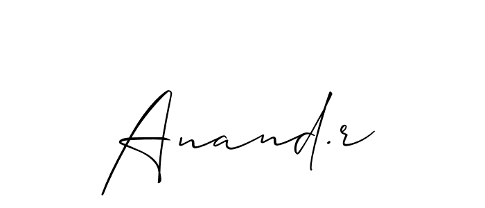 Similarly Allison_Script is the best handwritten signature design. Signature creator online .You can use it as an online autograph creator for name Anand.r. Anand.r signature style 2 images and pictures png