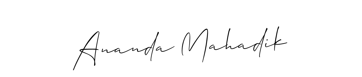 It looks lik you need a new signature style for name Ananda Mahadik. Design unique handwritten (Allison_Script) signature with our free signature maker in just a few clicks. Ananda Mahadik signature style 2 images and pictures png