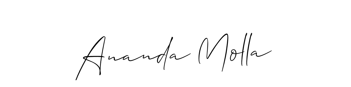 The best way (Allison_Script) to make a short signature is to pick only two or three words in your name. The name Ananda Molla include a total of six letters. For converting this name. Ananda Molla signature style 2 images and pictures png