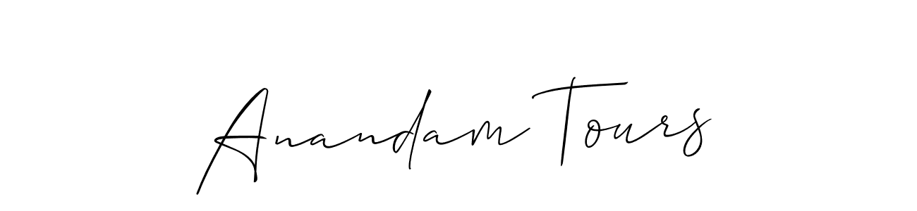 Similarly Allison_Script is the best handwritten signature design. Signature creator online .You can use it as an online autograph creator for name Anandam Tours. Anandam Tours signature style 2 images and pictures png