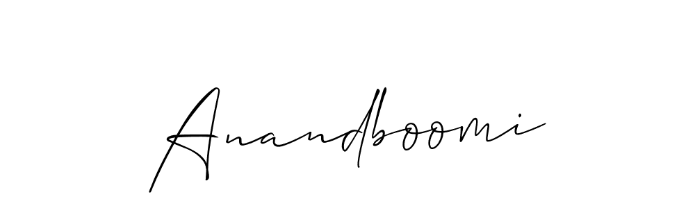 Allison_Script is a professional signature style that is perfect for those who want to add a touch of class to their signature. It is also a great choice for those who want to make their signature more unique. Get Anandboomi name to fancy signature for free. Anandboomi signature style 2 images and pictures png