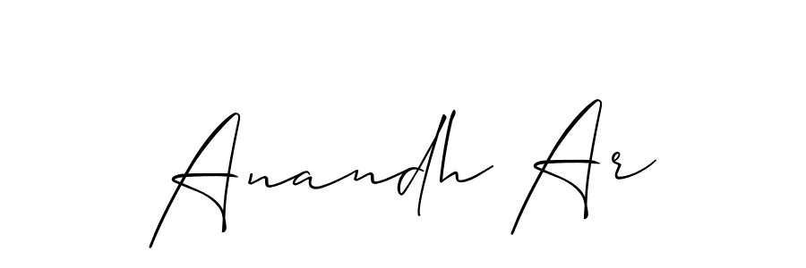 Make a beautiful signature design for name Anandh Ar. With this signature (Allison_Script) style, you can create a handwritten signature for free. Anandh Ar signature style 2 images and pictures png