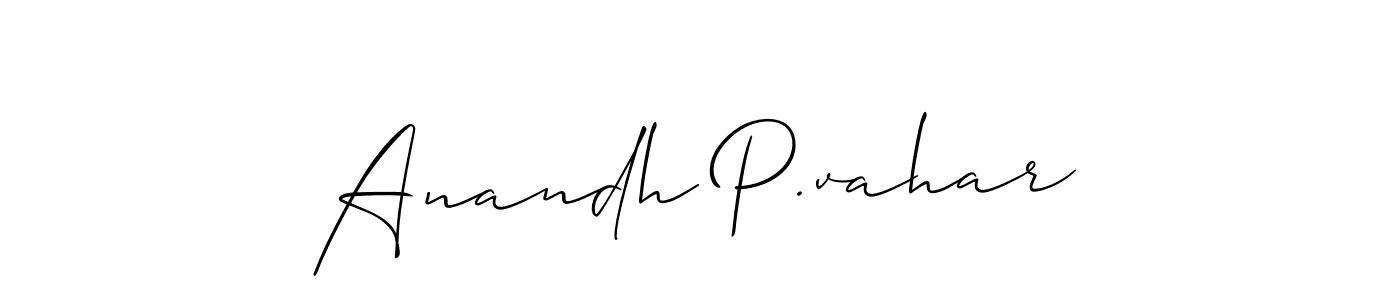 How to make Anandh P.vahar name signature. Use Allison_Script style for creating short signs online. This is the latest handwritten sign. Anandh P.vahar signature style 2 images and pictures png