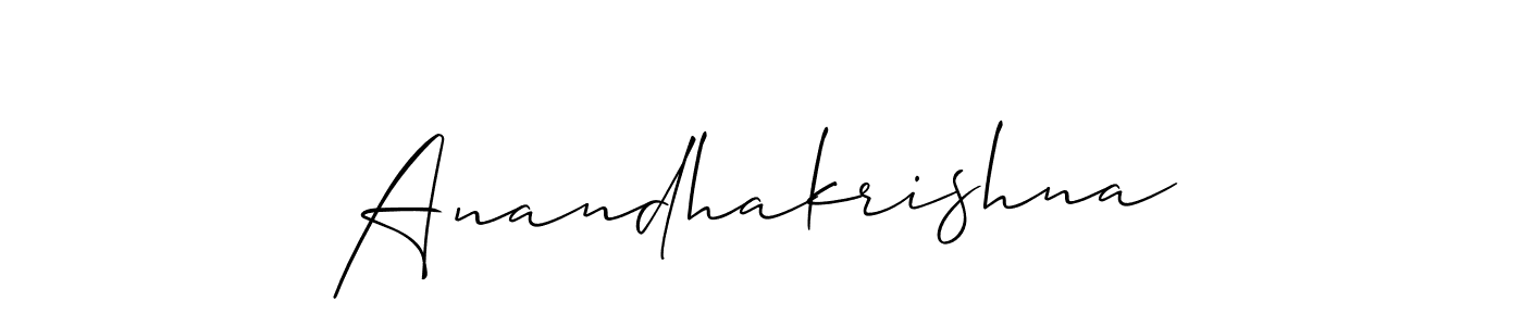 Use a signature maker to create a handwritten signature online. With this signature software, you can design (Allison_Script) your own signature for name Anandhakrishna. Anandhakrishna signature style 2 images and pictures png