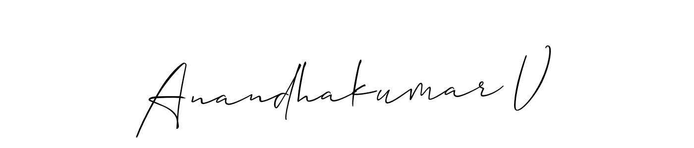 Anandhakumar V stylish signature style. Best Handwritten Sign (Allison_Script) for my name. Handwritten Signature Collection Ideas for my name Anandhakumar V. Anandhakumar V signature style 2 images and pictures png