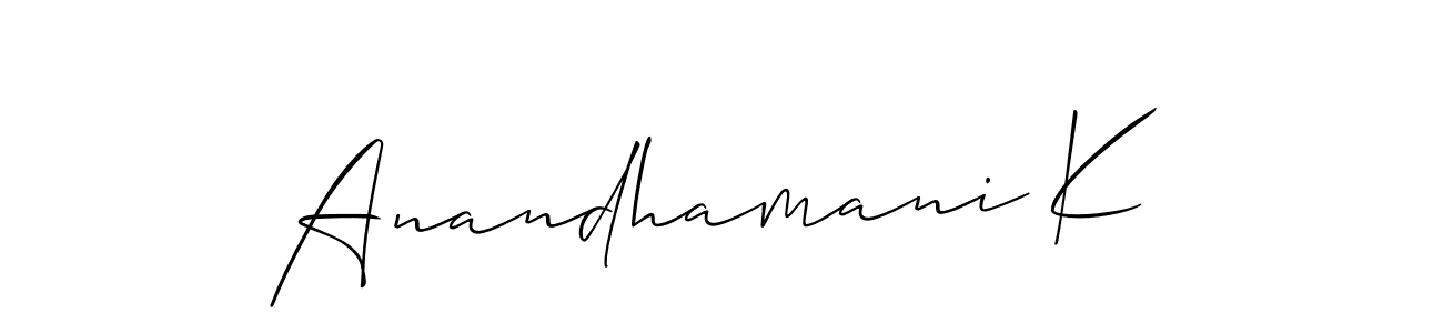 Create a beautiful signature design for name Anandhamani K. With this signature (Allison_Script) fonts, you can make a handwritten signature for free. Anandhamani K signature style 2 images and pictures png