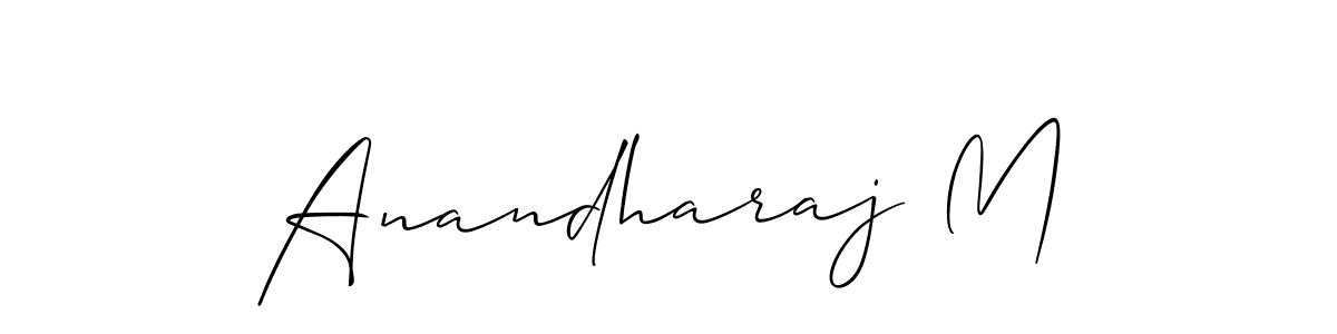 Also You can easily find your signature by using the search form. We will create Anandharaj M name handwritten signature images for you free of cost using Allison_Script sign style. Anandharaj M signature style 2 images and pictures png