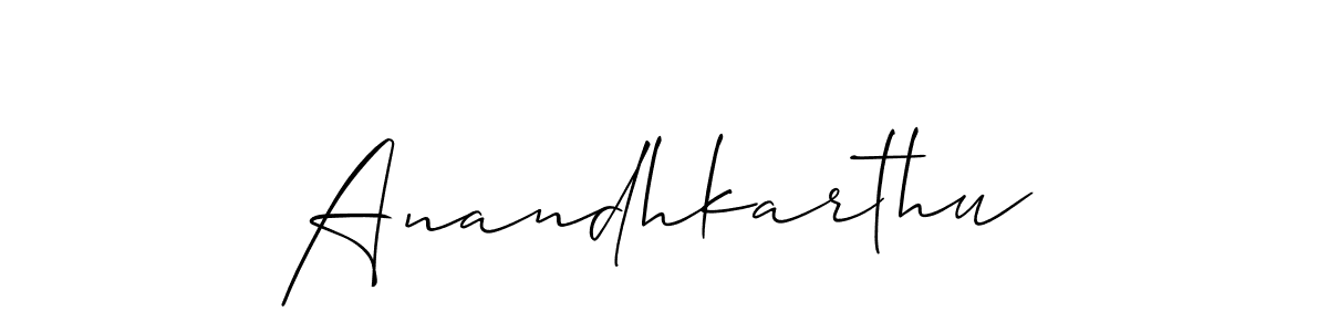 Use a signature maker to create a handwritten signature online. With this signature software, you can design (Allison_Script) your own signature for name Anandhkarthu. Anandhkarthu signature style 2 images and pictures png