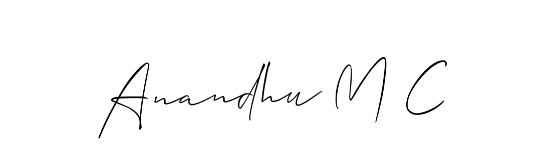 if you are searching for the best signature style for your name Anandhu M C. so please give up your signature search. here we have designed multiple signature styles  using Allison_Script. Anandhu M C signature style 2 images and pictures png