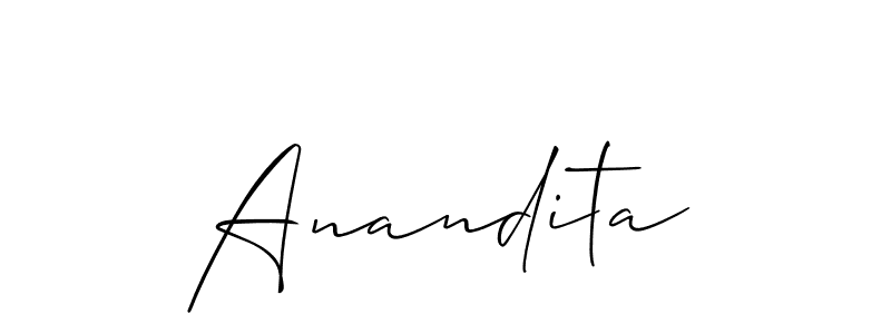 Use a signature maker to create a handwritten signature online. With this signature software, you can design (Allison_Script) your own signature for name Anandita. Anandita signature style 2 images and pictures png