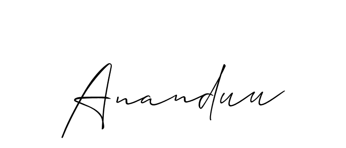 Make a beautiful signature design for name Ananduu. With this signature (Allison_Script) style, you can create a handwritten signature for free. Ananduu signature style 2 images and pictures png