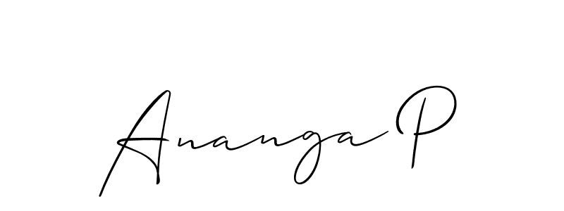 Use a signature maker to create a handwritten signature online. With this signature software, you can design (Allison_Script) your own signature for name Ananga P. Ananga P signature style 2 images and pictures png