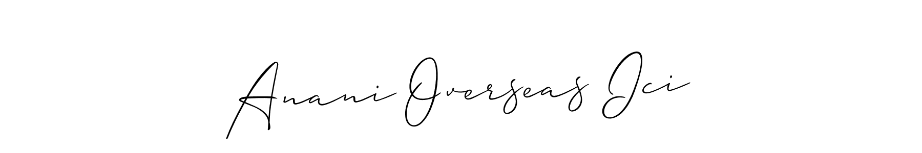 The best way (Allison_Script) to make a short signature is to pick only two or three words in your name. The name Anani Overseas Ici include a total of six letters. For converting this name. Anani Overseas Ici signature style 2 images and pictures png