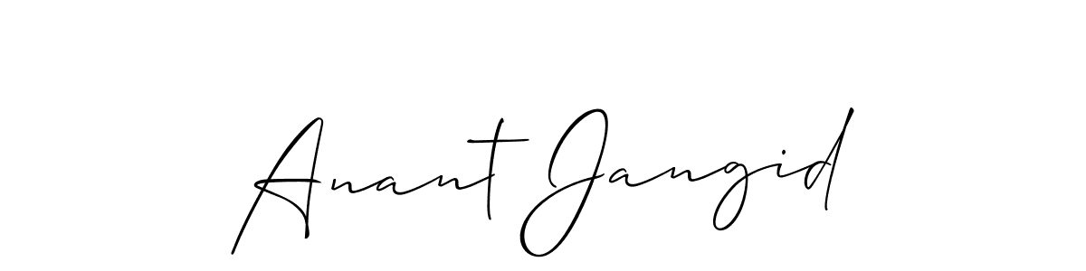 if you are searching for the best signature style for your name Anant Jangid. so please give up your signature search. here we have designed multiple signature styles  using Allison_Script. Anant Jangid signature style 2 images and pictures png