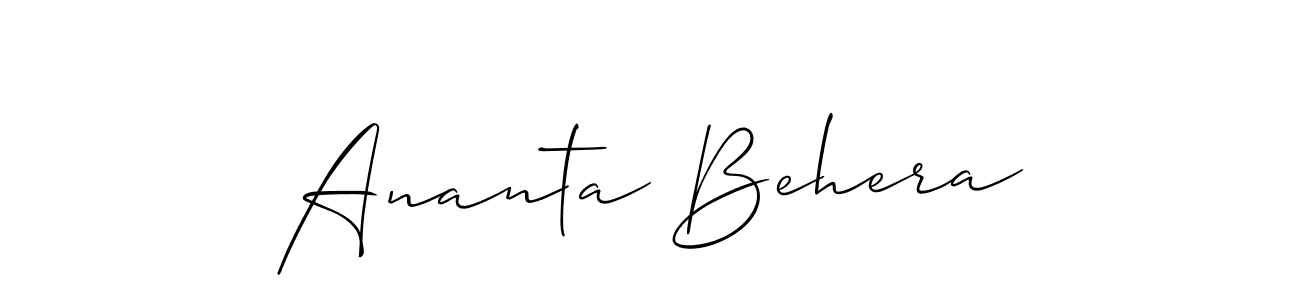 The best way (Allison_Script) to make a short signature is to pick only two or three words in your name. The name Ananta Behera include a total of six letters. For converting this name. Ananta Behera signature style 2 images and pictures png