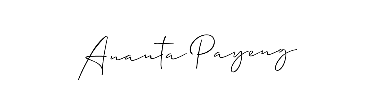 Create a beautiful signature design for name Ananta Payeng. With this signature (Allison_Script) fonts, you can make a handwritten signature for free. Ananta Payeng signature style 2 images and pictures png