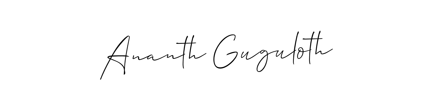 Also we have Ananth Guguloth name is the best signature style. Create professional handwritten signature collection using Allison_Script autograph style. Ananth Guguloth signature style 2 images and pictures png