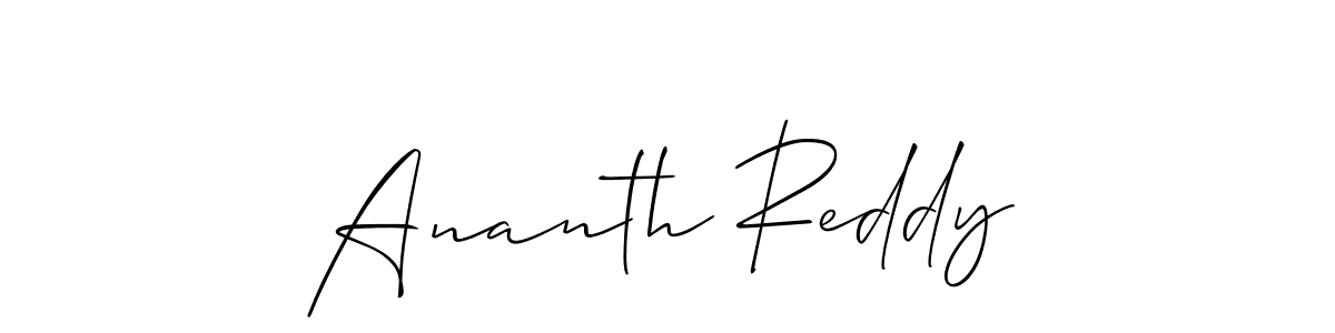 Create a beautiful signature design for name Ananth Reddy. With this signature (Allison_Script) fonts, you can make a handwritten signature for free. Ananth Reddy signature style 2 images and pictures png