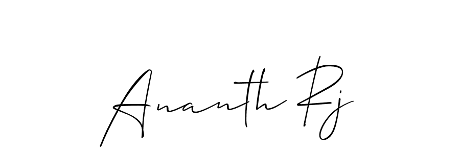 Use a signature maker to create a handwritten signature online. With this signature software, you can design (Allison_Script) your own signature for name Ananth Rj. Ananth Rj signature style 2 images and pictures png