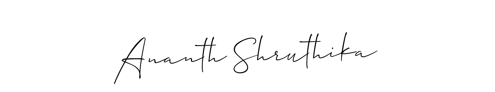 How to make Ananth Shruthika signature? Allison_Script is a professional autograph style. Create handwritten signature for Ananth Shruthika name. Ananth Shruthika signature style 2 images and pictures png