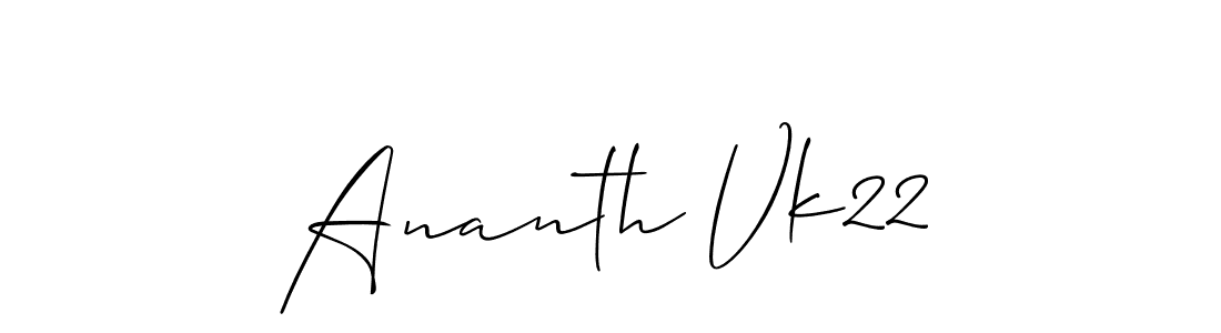 Also You can easily find your signature by using the search form. We will create Ananth Vk22 name handwritten signature images for you free of cost using Allison_Script sign style. Ananth Vk22 signature style 2 images and pictures png