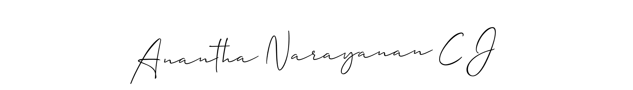 How to make Anantha Narayanan C J name signature. Use Allison_Script style for creating short signs online. This is the latest handwritten sign. Anantha Narayanan C J signature style 2 images and pictures png