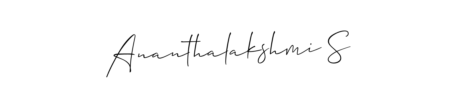 This is the best signature style for the Ananthalakshmi S name. Also you like these signature font (Allison_Script). Mix name signature. Ananthalakshmi S signature style 2 images and pictures png