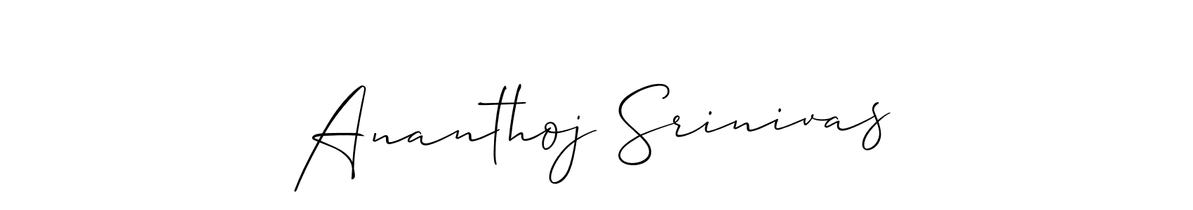 Make a beautiful signature design for name Ananthoj Srinivas. With this signature (Allison_Script) style, you can create a handwritten signature for free. Ananthoj Srinivas signature style 2 images and pictures png