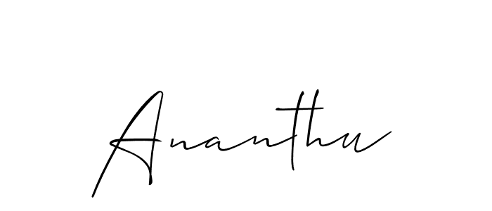 Create a beautiful signature design for name Ananthu. With this signature (Allison_Script) fonts, you can make a handwritten signature for free. Ananthu signature style 2 images and pictures png