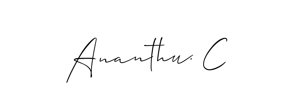 Also You can easily find your signature by using the search form. We will create Ananthu. C name handwritten signature images for you free of cost using Allison_Script sign style. Ananthu. C signature style 2 images and pictures png