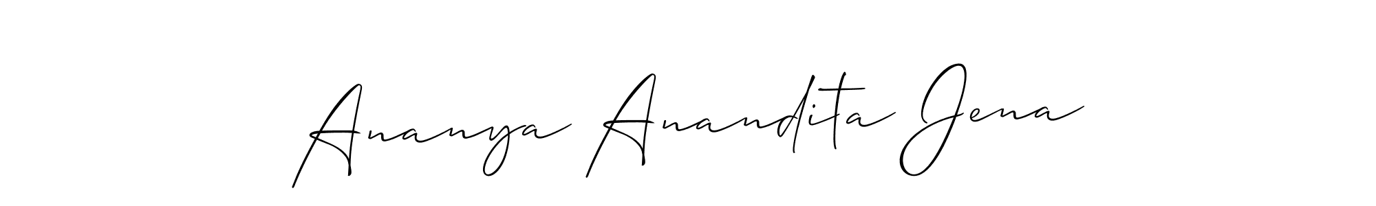 You should practise on your own different ways (Allison_Script) to write your name (Ananya Anandita Jena) in signature. don't let someone else do it for you. Ananya Anandita Jena signature style 2 images and pictures png