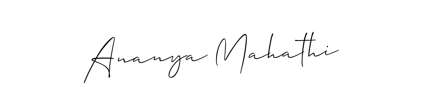 Create a beautiful signature design for name Ananya Mahathi. With this signature (Allison_Script) fonts, you can make a handwritten signature for free. Ananya Mahathi signature style 2 images and pictures png