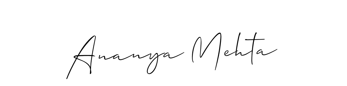 Make a beautiful signature design for name Ananya Mehta. With this signature (Allison_Script) style, you can create a handwritten signature for free. Ananya Mehta signature style 2 images and pictures png