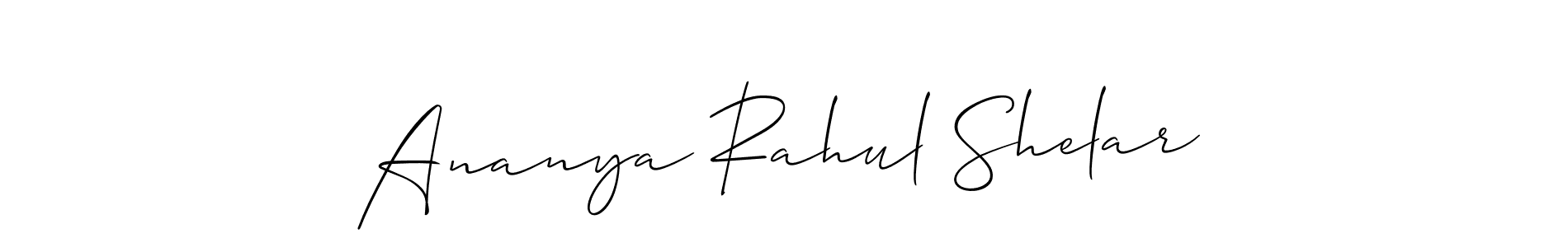 Also we have Ananya Rahul Shelar name is the best signature style. Create professional handwritten signature collection using Allison_Script autograph style. Ananya Rahul Shelar signature style 2 images and pictures png