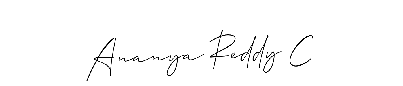 The best way (Allison_Script) to make a short signature is to pick only two or three words in your name. The name Ananya Reddy C include a total of six letters. For converting this name. Ananya Reddy C signature style 2 images and pictures png