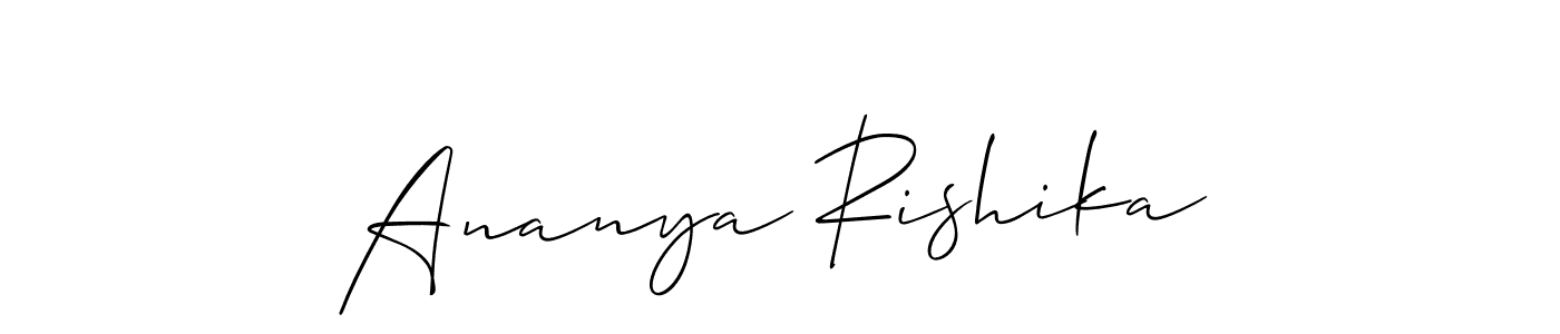 How to make Ananya Rishika name signature. Use Allison_Script style for creating short signs online. This is the latest handwritten sign. Ananya Rishika signature style 2 images and pictures png