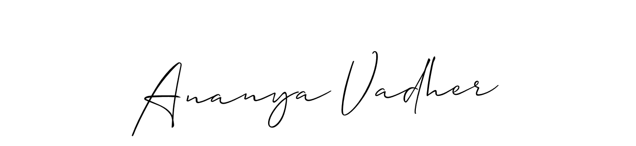 Create a beautiful signature design for name Ananya Vadher. With this signature (Allison_Script) fonts, you can make a handwritten signature for free. Ananya Vadher signature style 2 images and pictures png