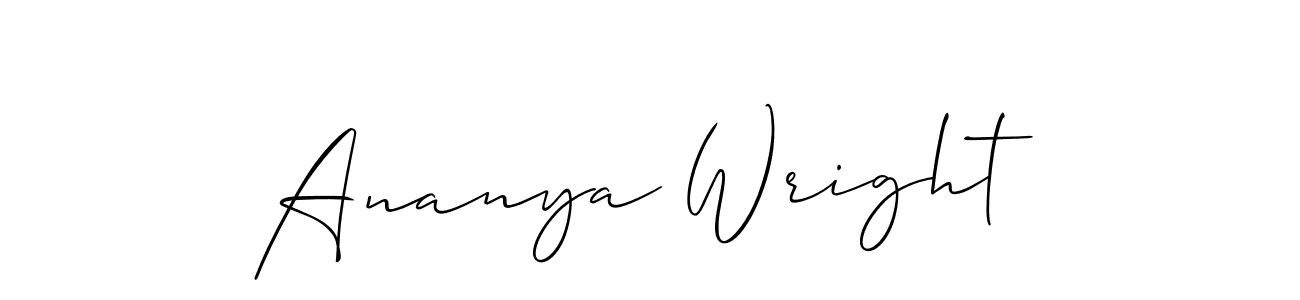 The best way (Allison_Script) to make a short signature is to pick only two or three words in your name. The name Ananya Wright include a total of six letters. For converting this name. Ananya Wright signature style 2 images and pictures png